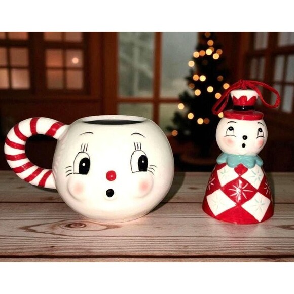 New Johanna Parker Christmas 2022 SNOWMAN MUG & BELL - Picture 1 of 5